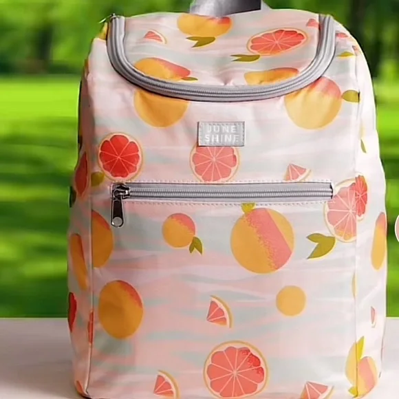 JuneShine Insulated Cooler Backpack Citrus Fruit Print Leakproof New Cooler Backpack by JUNE SHINE Summer Citrus Pattern - New in  main image 3